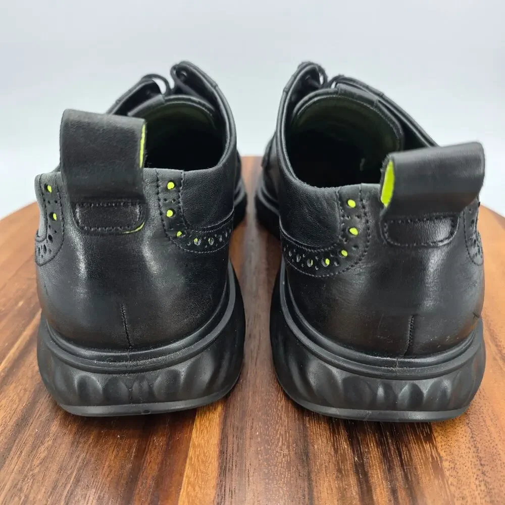 Ecco St.1 Hybrid Lite Shoes Mens 11 Black Leather Brogue Wingtip Casual Oxfords